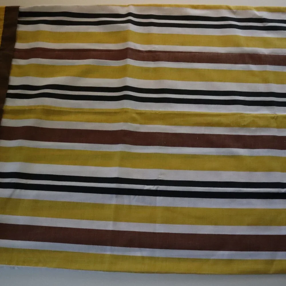 VTG Springmaid Marvelaire Mustard Brown Stripe Pillowcase Set of 2 Mid Century